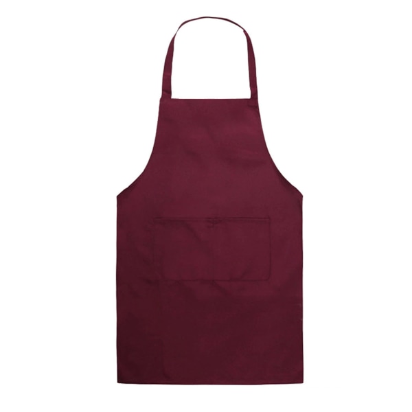 Förkläde med ficka Matlagning Kök Bakning Restaurang Haklappar Vinröd 60x70cm Vinröd
