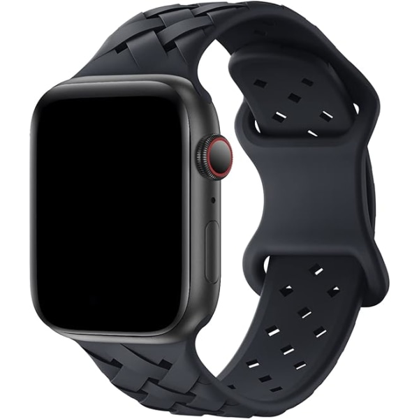 Silikonflätade webband kompatibla med Apple Watch 42mm 44mm 45mm 49mm, ersättning silikon sportband för kvinnor män-Midnatt