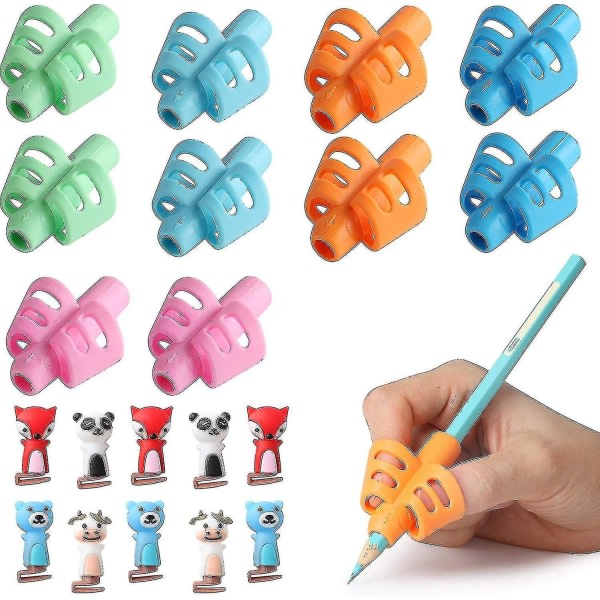 Blyantgreb, der er kompatible med håndskrift til børn, 16 stk (8 blyantgreb + 8 clips)