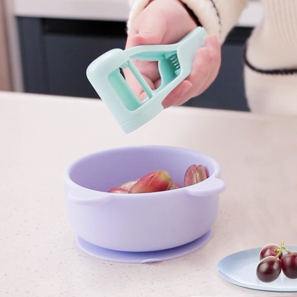 Druekutter for småbarn, druedeler for baby, druetomat kirsebær jordbær kutterverktøy i 4 deler for grønnsaks- og fruktsalat