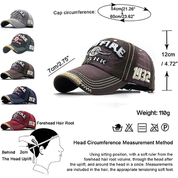 Distressed baseballcaps for menn vintage lastebilhatt herre bomullsbrodert Snapback Casual baseballcap unisex (brun)
