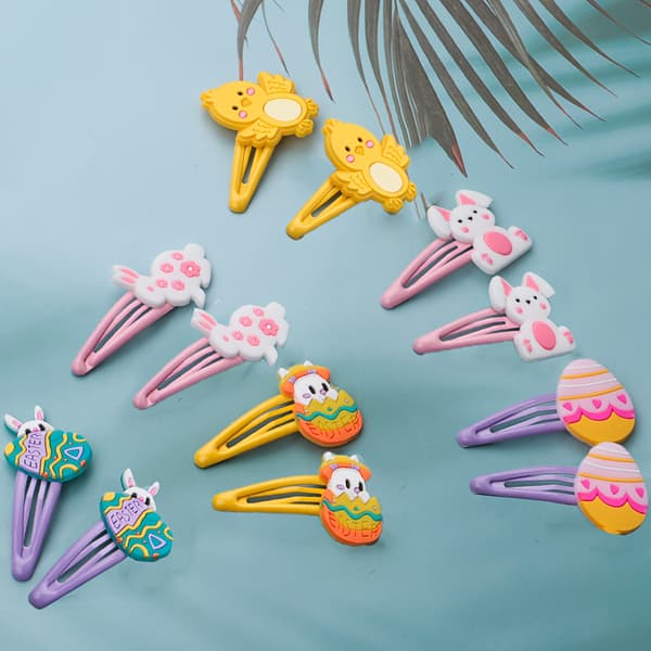 12 stk påskehårspenner sett - kanin- og eggtegneserietilbehør easter theme