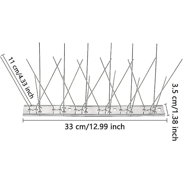 4 stk rustfritt stål fuglenagler, stål fuglenagler, anti-due nagler, fugleavvisende pigger, for balkong tak og vindu, 33 cm