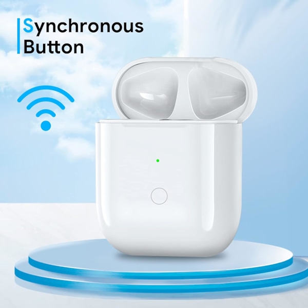Ladingetui for trådløs lading kompatibel med Air Pods 1. og 2. generasjon, ladeutskifting med synkroniseringsknapp Bluetooth