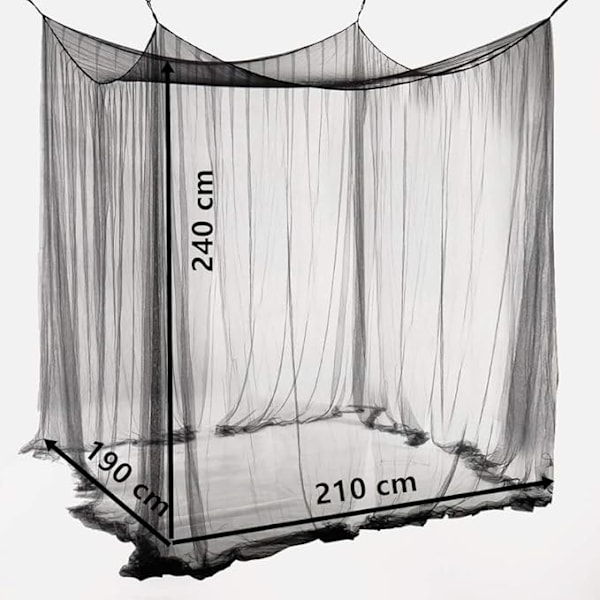 Firkantet myggenet sort (190 * 210 * 240cm)