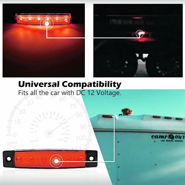 10X 12V LED Röd Positionsljus Markörljus Indikatorlampa Strip Lastbil Släpvagn Lastbil ed