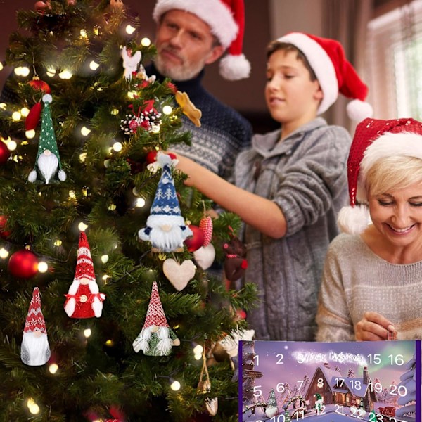 Adventskalender 2024, Julekalender med 24 Figurer, Bærbar Julegave til Voksne, Børn og Venner 5 gnomes + 19 gadgets
