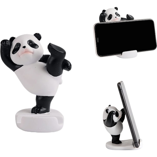 Kawaii Telefonholder til Skrivebord, Justerbar Kompatibel med Smartphones og Tablets, Sød Panda Smartphoneholder, Kawaii Værelsesindretning Æstetisk (Sort) BLACK