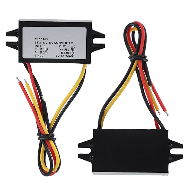 6-40V till 5V/3A DC Hane Strömomvandlare Bilinverterare för Raspberry Pi/Telefon/Navigator/Körning