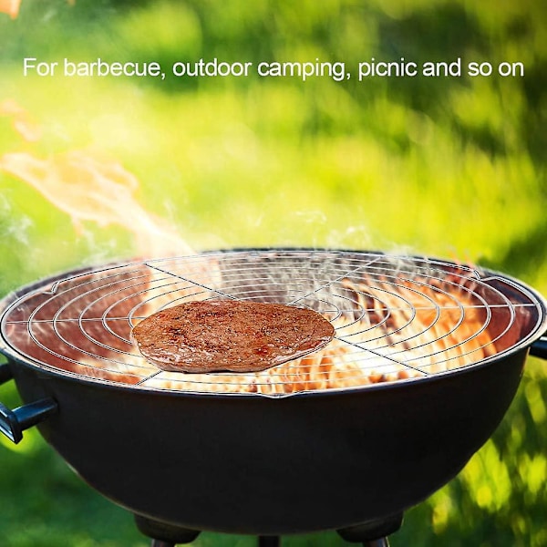 Grillrist, rustfritt stål grillrist rundt nettgrillnett varmebestandig grillnettnett