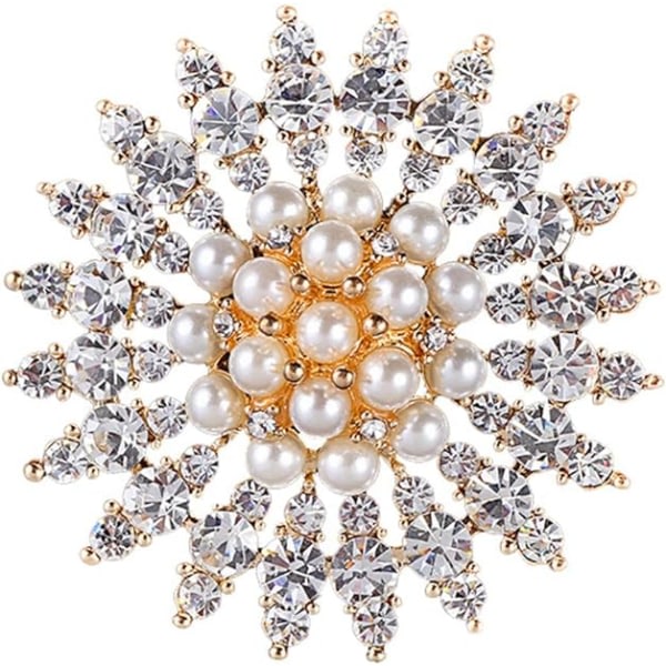 Broche Pin Faux Pearl Brocher Simulerede Crystal Broche Pins Blomster Broche