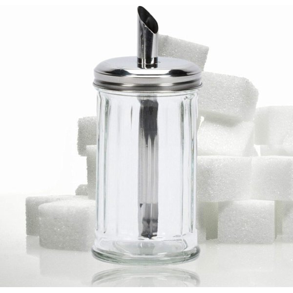 Klassisk Retro Cafe Glas Sukkerdispenser Hældeskakker Stor Rustfrit Stål