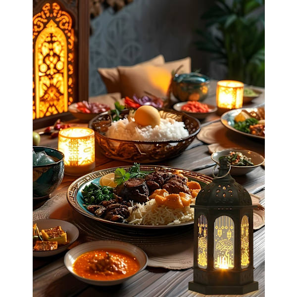 2 stycken Ramadan-lyktor Dekoration 5,2\" Höjd Retro Hängande lampa Eid Mubarak Flammlös