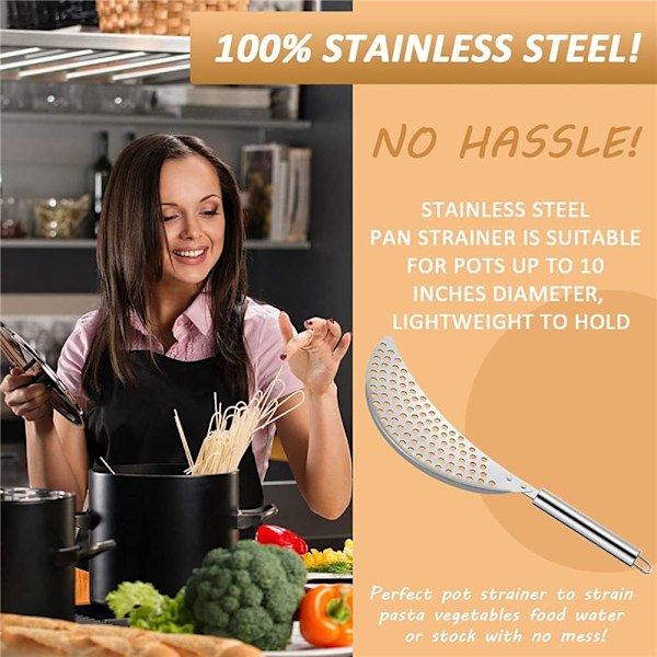 2 Pak Crescent Gryde Si Strainer Rustfrit Stål Fedt Pasta Strainer Plug-In