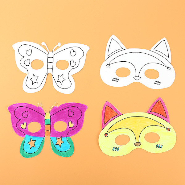 Barnemasker dyremaske tom maling maske Halloween jul bursdag sceneopptreden temafest karneval 40 stykker med duplikater 4pcs