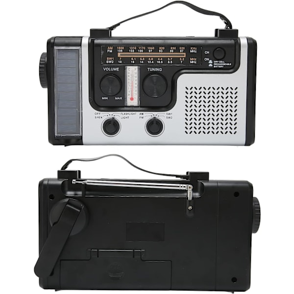 Bärbar LED Handvev Radio AM FM SW Sol Dynam Outdoor Nödradio med Bärbar Ficklampa