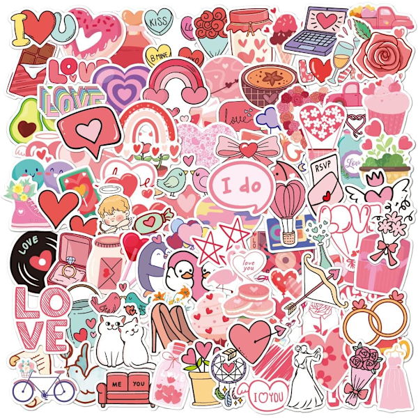 100 love themed Valentine's Day stickers