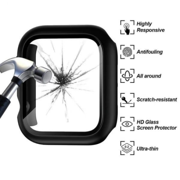 2-pack härdat glas skydd Apple Watch 41 mm Svart Svart Bl