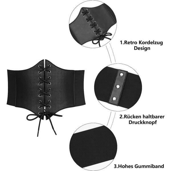 Naisten sidottu Waspie-vyö, nauhavyö, korsettijoustava vyötärövyö Halloween-juhliin
