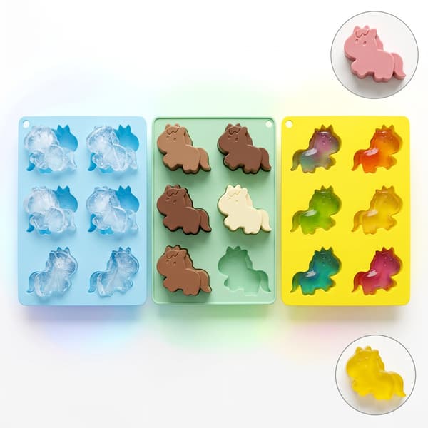 Isbitbrett i matkvalitets silikon formet som en ponni, 6 Silicone baking mold - light blue 14*10.5*2cm