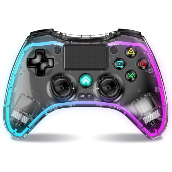 PS4 controller med 8 farver justerbar LED-belysning fjernbetjening