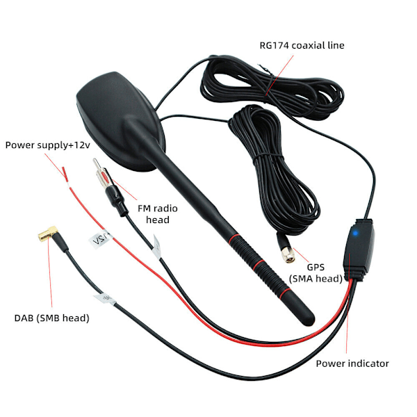 DAB bilantenne + FM + GPS TAGANTENNE Universal DAB+ bilantenne KFZ antenne
