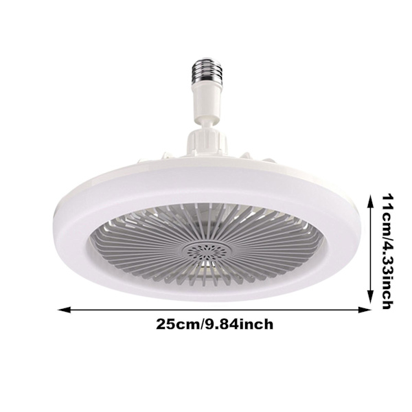 Ny 30W loftsventilator med lyspære E27 konverterbase med fjernbetjening til soveværelse stue stille 3 hastigheder 3 farver dæmpbar Grey