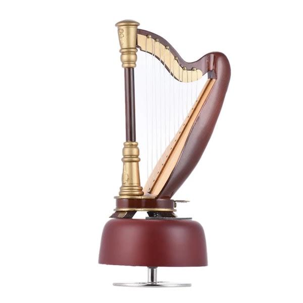 2023 New Classic Wind Up Harp Musikkboks Roterende Musikkbassinstrument Miniatyr Replica Artware