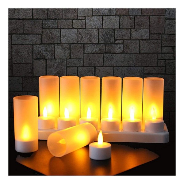 Stearinlys dekorasjonslys, 12 LED flammeløst trådløst stearinlys, LED julelys med ladekontakt