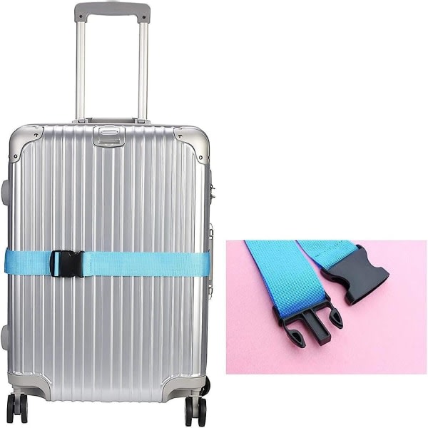 Kuffert til bagagebælte Justerbare bagagestropper med løkkelukning Rejsetilbehør Sikkerhedsseler (blå) Blå