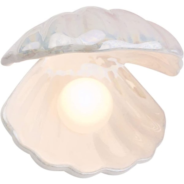 Seashell nattbordslampe Dekorlampe for soverom stue Hvit.