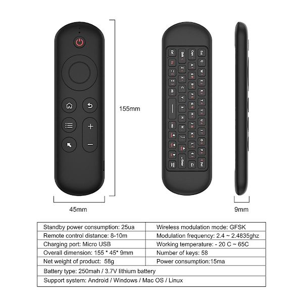 M5 Ir 2.4g Flygmus Fjärrkontroll Touchpad För Android Tv Box Pc Mini Trådlöst Tangentbord Flygande Mus (med Färgad Bakgrundsbelysning)