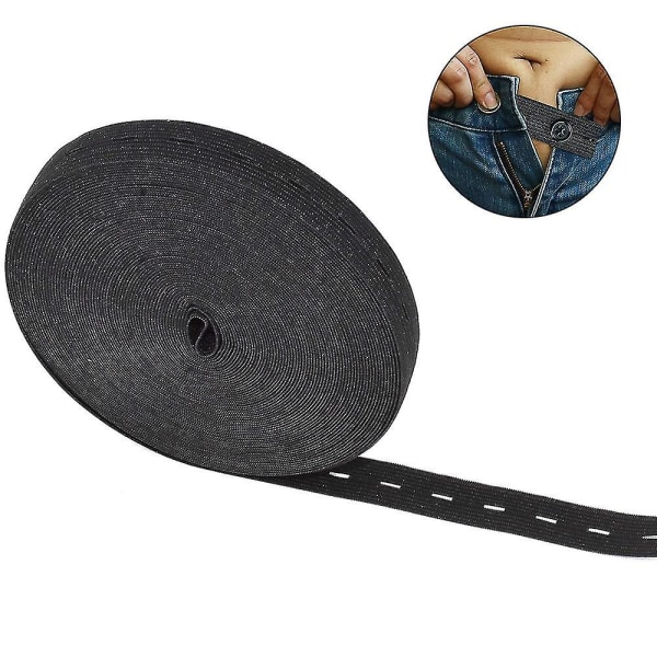 Knapphull elastisk bånd for bukser Knappforlengere, justerbar (farge: svart)