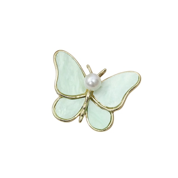 Faux Pearl Butterfly Brosje Dame Elegant Enkle Pins Fest Prom Brosjer Klærtilbehør for elskere (grønn, 1 stk)