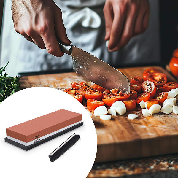 Whetstone / Sharpening Stone Knife Sharpener with Holder and Sharpening Guide Red Grit 1000/6000