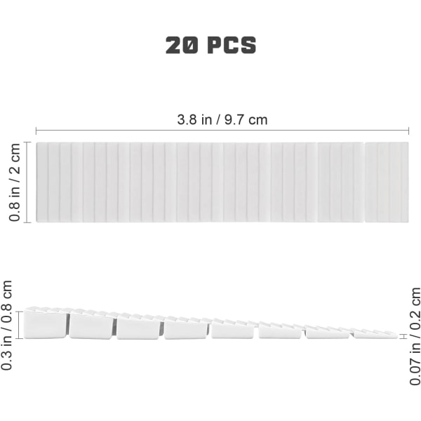 20 stk Hvide bordafstandsstykker Møbelben Nivelleringsplade Hjemmebord Stol Benkiler Bordbenjustering til boligforbedring og arbejdsplads 9,7X2CM 1