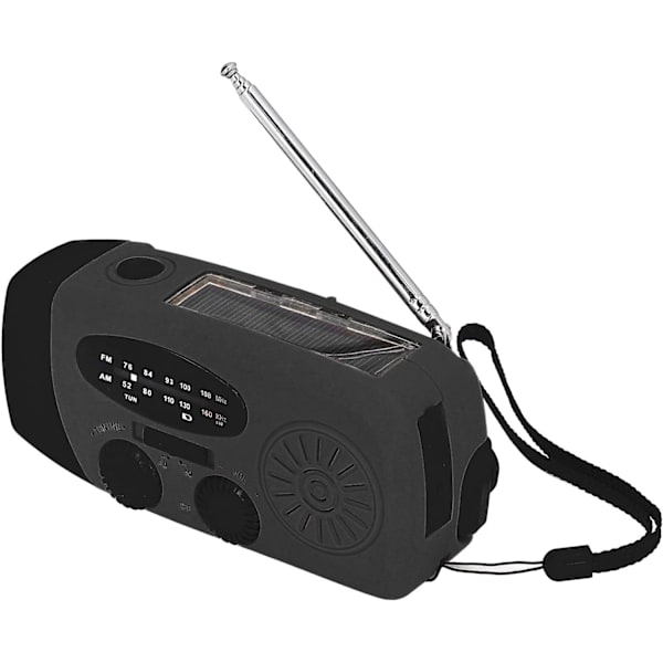 Veva Radio med Handvev, Solladdning, LED-ficklampa, Bärbar FM AM WB USB-radio