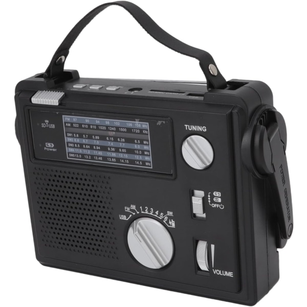 Handvevad Radio AM FM SW Multiband LED Nödradio med MP3-spelare U-disk Lagringskortplats
