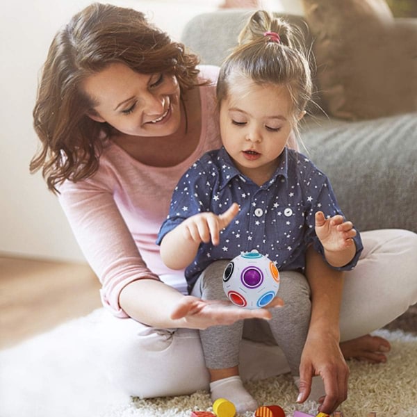 Magisk regnbuekugle, Fidget Ball Speed ​​Cube Puzzle Ball Cube Hjernegymnastik Lærende Legetøj Strømpefyld til børn og voksne, Hvid