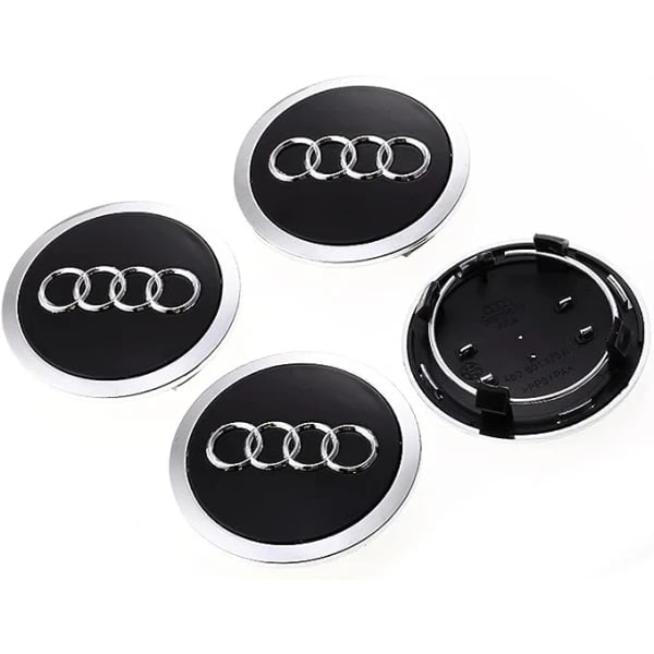 Pölykapselit AUDI 60mm 4 kpl Harmaa kromireunuksella Gray with chrome edge 80