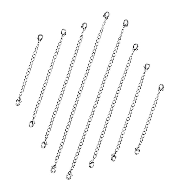 8st Halsbandshänge i rostfritt stål Halsband Kedja Choker Armband Kedjeförlängare Kedjehänge (8st, Silver)