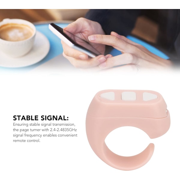 Bluetooth-fjärrkontroll för sidvändning, App-fjärrkontroll för bläddring, Ringklickare, Fjärrkontroll för kamera, Selfie-knapp för mobiltelefon rose