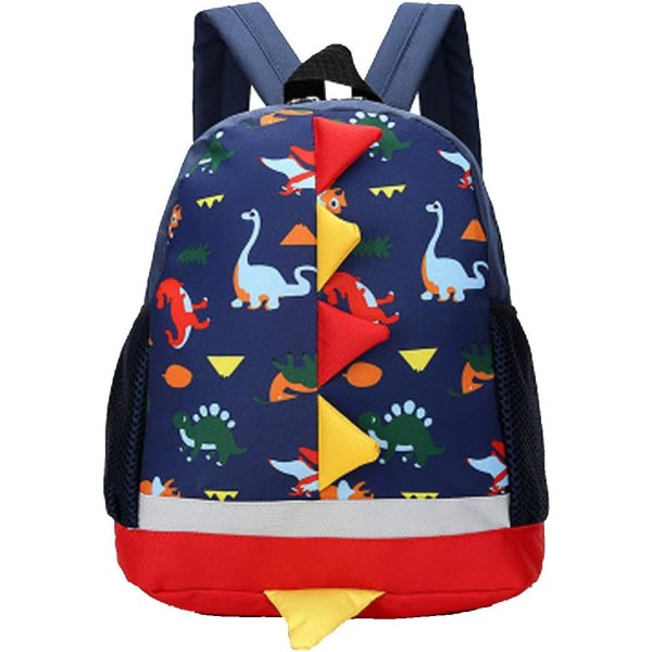 Barnryggsäckar barnväska dagisryggsäck tecknad dinosaurieryggsäck för flickor pojkar (mörkblå barnryggsäckar)