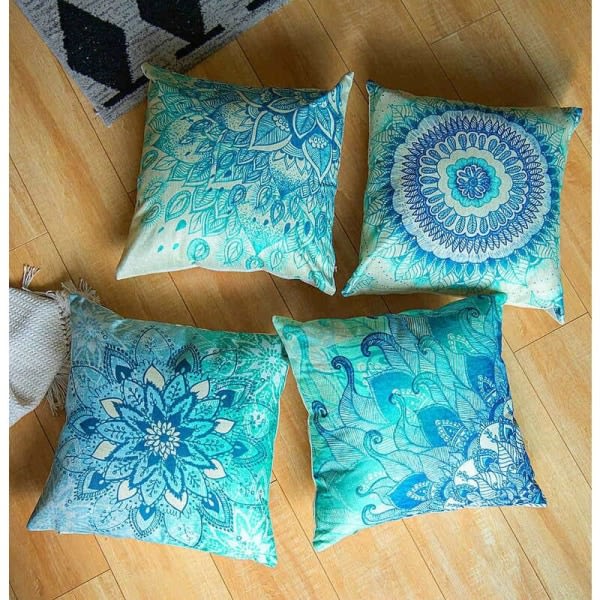 4 koristeellisen tyynynpäällisen set boheemityylinen sininen case sohvalle auton liinavaatteet printed