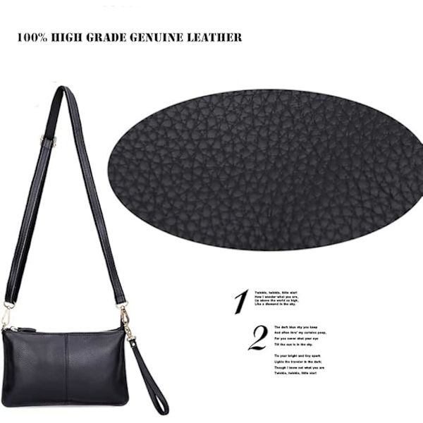 Äkta läder dam liten crossbody väska enkel plånbok och handväska axelväska