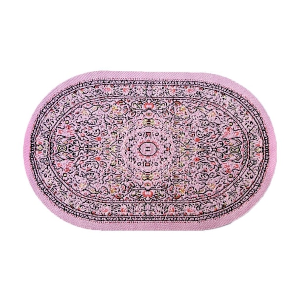 Dukkehusrulle Miniature vævet tæppe ROSA OVAL OVAL pink pink oval-oval