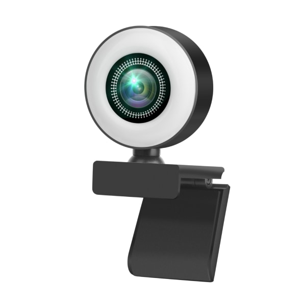 Mini LED-webkamera med mikrofon og ringelys, 1080p Fhd 30fps nettverkskamera Justerbar avansert datamaskin