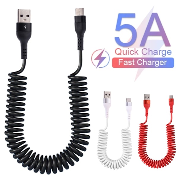 Spring Data Kabel Mobiltelefon Ladekabel SVART 1M TYPE C Svart Black 1mType C-Type C
