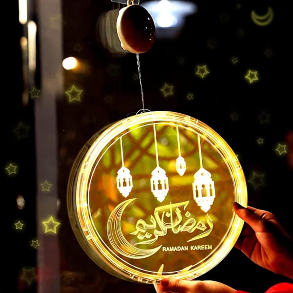 Ramadan Dekorasjonslys, 1 stk 6,3 tommer Eid Mubarak Måne Stjerne Slott Ramadan Kareem