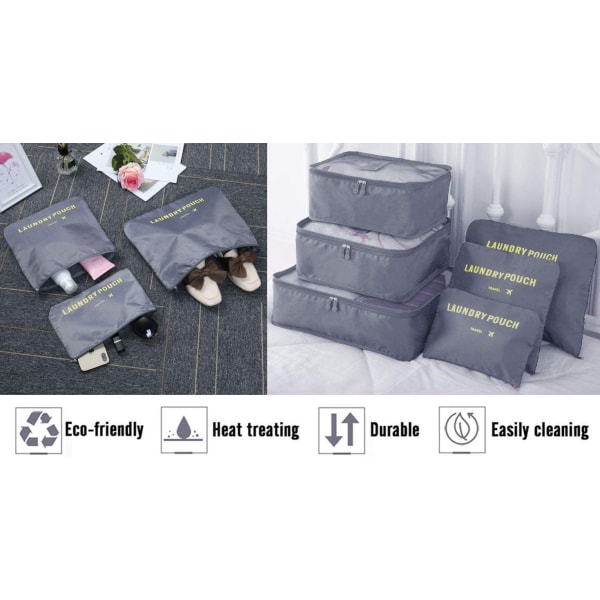 Vicloon Travel Organizer Pakkeposer,6 STK Rejsepakkerier Sæt til Tøj Rejse Bagage Organizer Opbevaringsposer